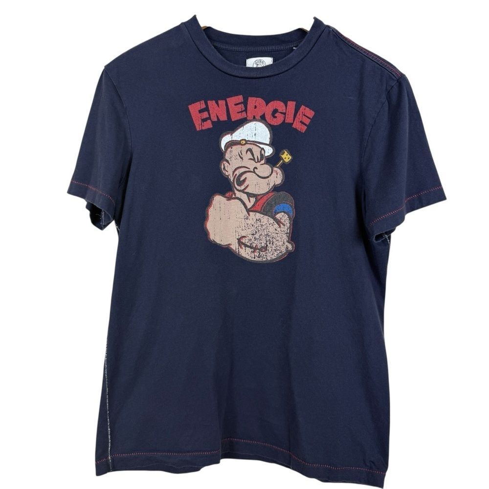 Energie Men's Blue Popeye Graphic Retro Cartoon Character T-Shirt Size Large